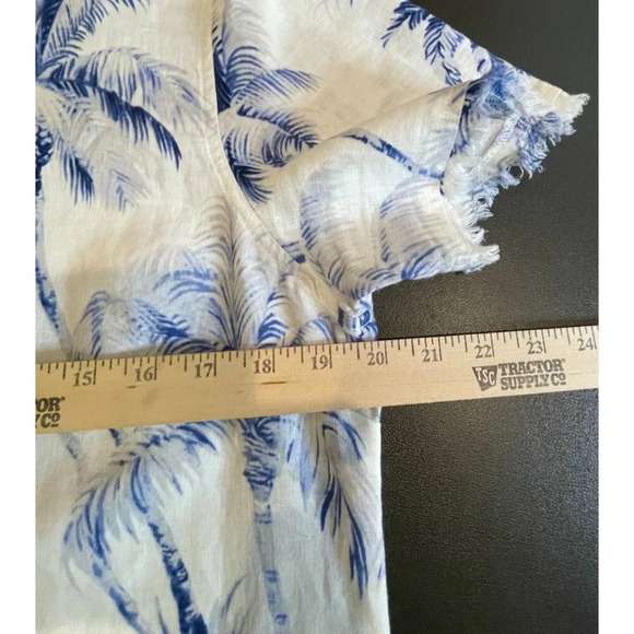 Tommy Bahama Women's Medium Blue & White Palm Tree Print Linen‎ Dress READ Beach - Picture 5 of 9